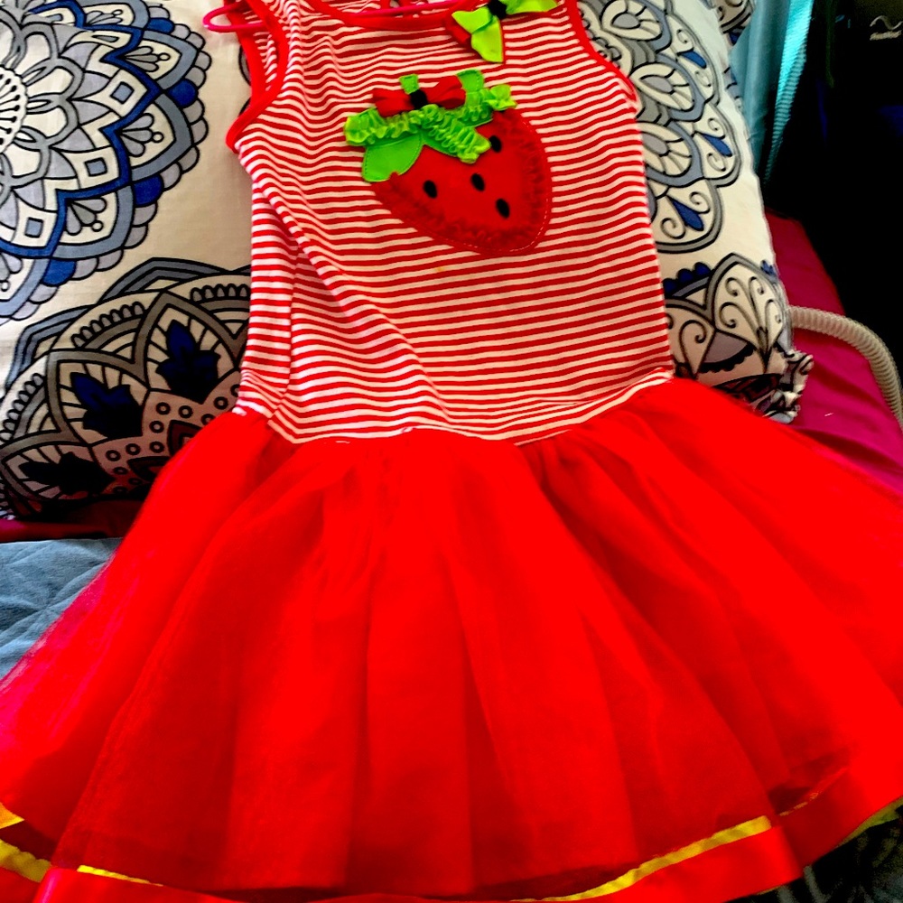 Girls Red strawberry triple layered
